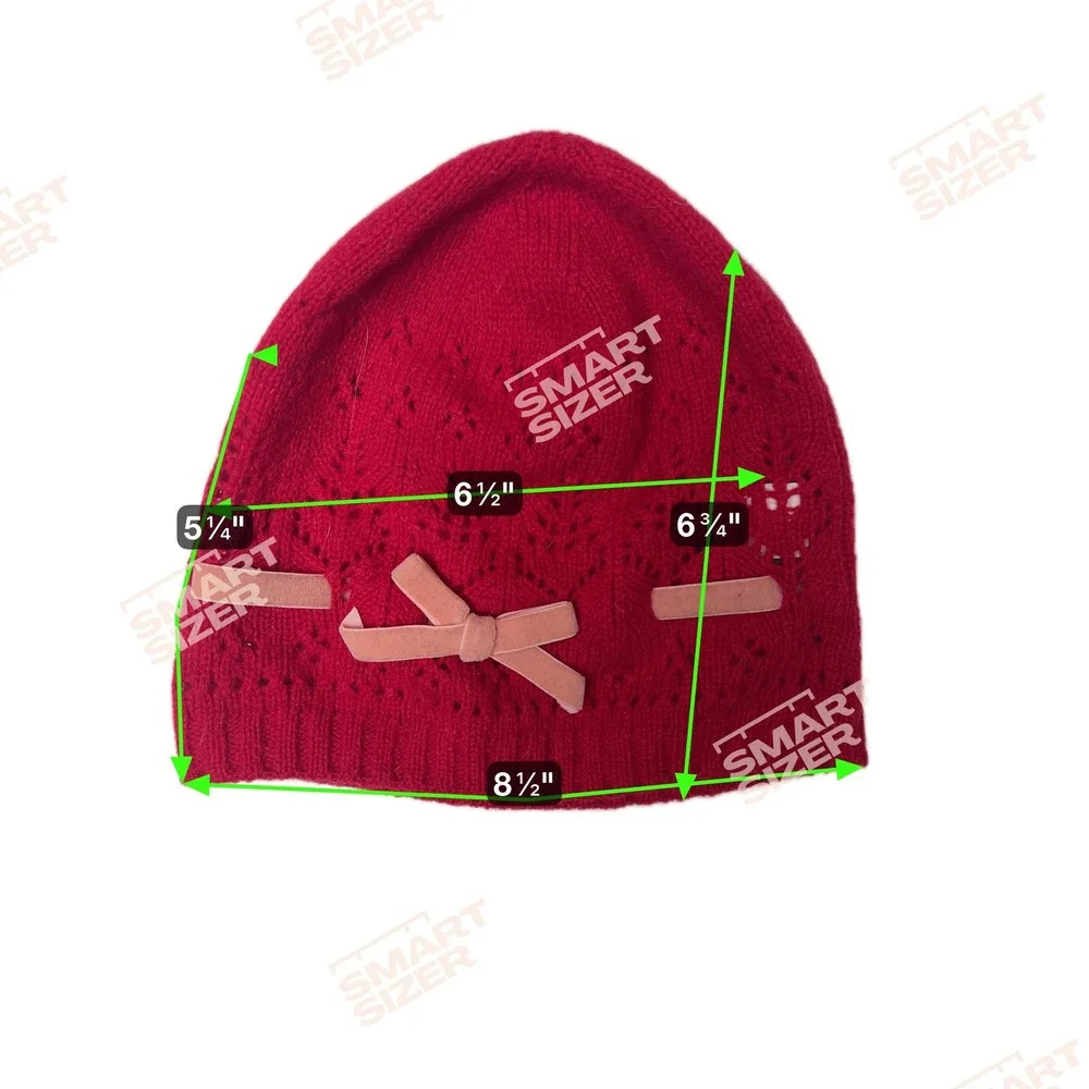 Gap Kids Red‎ Knit Beanie Hat with Pink Velvet Bow One Size Lambswool Blend